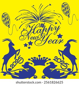 Happy new year. card, sticker, banner,print. Christmas groovy poster text 2025.Vector Beautiful Color design template for isolation banner, Luxury happy Illustration. Eps 10=..2