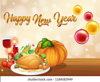 Happy new year card template illustration