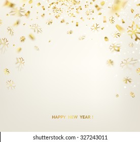 Happy new year card template over gray background with golden sparks. Happy new year 2016. Holiday card. Template for your design. Vector illustration.