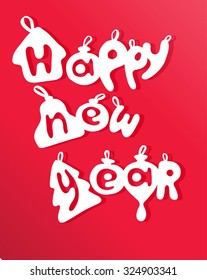 Happy new year card, vector illustration. Poster. Lettering.