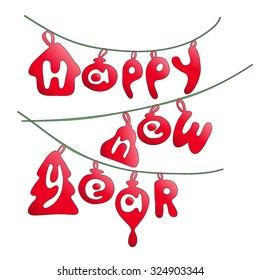 Happy new year card, vector illustration. Poster. Lettering.