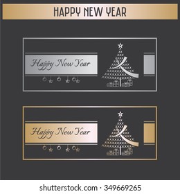 Happy New Year card, vector, editable, vintage style