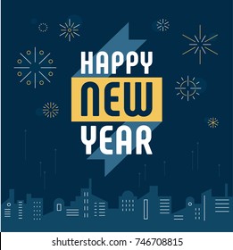 diseño plano de ilustración vectorial de tarjeta feliz de año nuevo