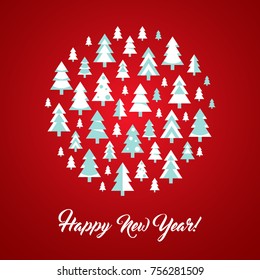 Happy New Year Card. Vector Illustration. Flat Simple Style. Holiday Decorative Design for Cards, Invitations, Celebrations.