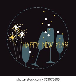 Happy New Year Card. Vector illustration.