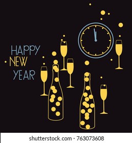 Happy New Year Card. Vector illustration.