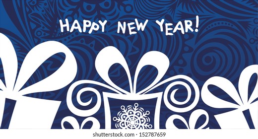 Happy new year card winter pattern background vector illustration