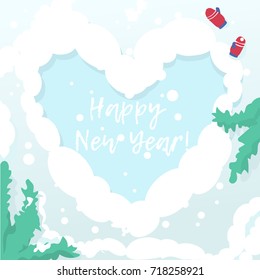 Happy new year card with winter