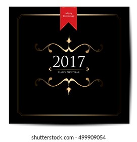 Happy New Year Card,2017. Vector illustration.