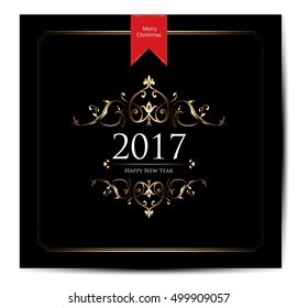 Happy New Year Card,2017. Vector illustration.