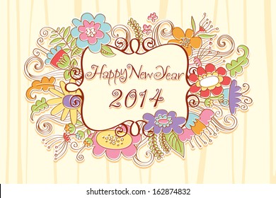 Happy New Year Card.Cartoon Vector