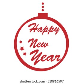 Happy new year. Cartoon illustration of christmas ball 