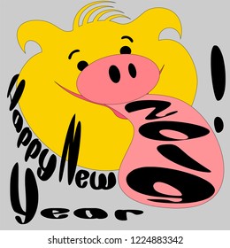 happy new year cartoon pig 2019 in language