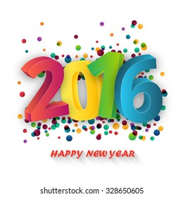 Happy new Year celebration 2016 template background. Vector paper illustration.