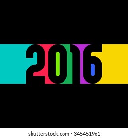Happy New Year celebration 2016 with black background.
