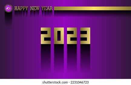 Happy New Year  Celebration 2023 with typography lettering. Vector illustration, text and number