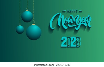 Happy New Year  Celebration 2023 with typography lettering. Vector illustration, text and number