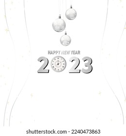 Happy New Year  Celebration 2023 with typography lettering. Vector illustration, text and number