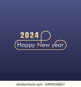 Happy New Year Celebration 2024 with typography lettering. Vector illustration, text and number