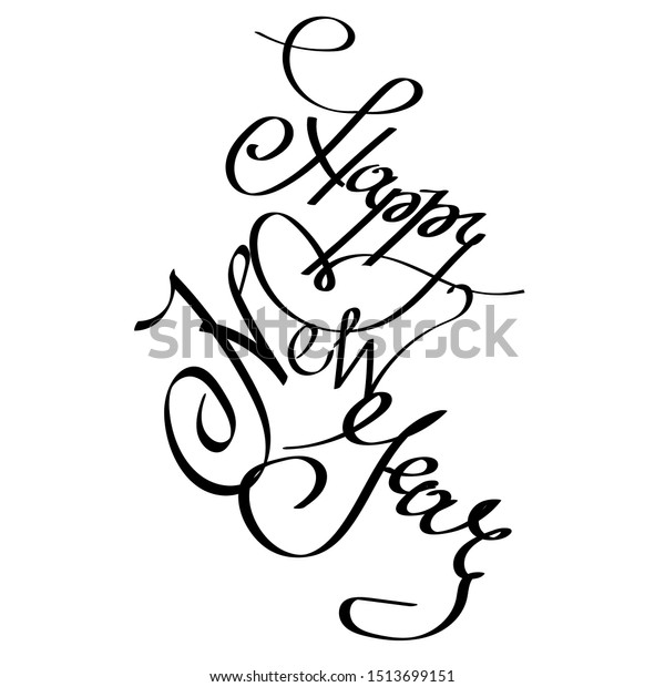 Happy New Year Celebration Card Lettering Stock Vector Royalty