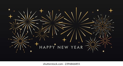 happy new year celebration concept. firework on black night sky background vector illustration