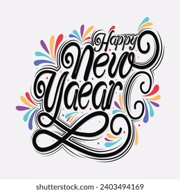 happy new year celebration design.vector typography for new year.