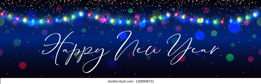 Happy New Year celebration garland background