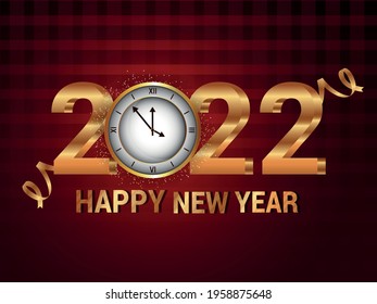 Happy new year celebration greeting card with creative golden text effect