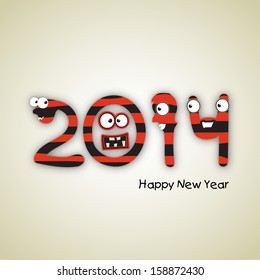 Happy New Year celebration poster, banner or flyer design with funny illustration of text 2014 on abstract background.