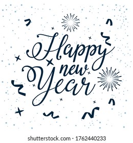 happy new year celebration poster with confetti vector illustration design