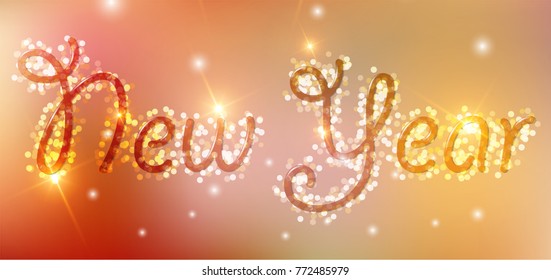 Happy New Year celebration shiny vector card. Happy New Year vector illustration. 2018