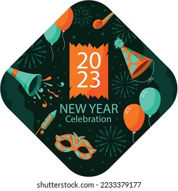 Happy New Year Celebration Vector Illustration
