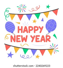 Happy new year celebration vector in modern style 