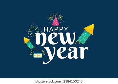 Happy New Year Celebration Vector Template Design Illustration