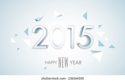 Feliz Ano Novo celebrações com texto 3D 2015 sobre fundo azul, pode ser usado como cartaz ou design de banner.