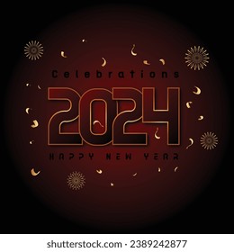 Happy New Year Celebrations fire works theme red and black illustrations. 