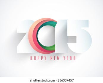 Happy New Year celebrations greeting card design with stylish text 2015 on white background.