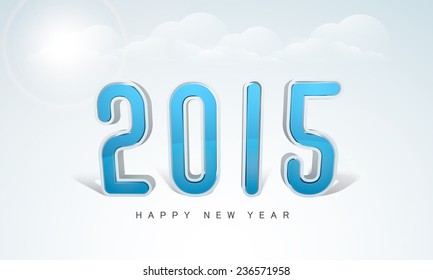 Happy New Year celebrations with stylish text 2015 on cloudy background, can be used as poster or banner design.