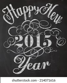 Happy New Year Chalkboard Poster - Blackboard with New Year greeting, typography art