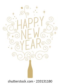 happy new year / champagne greetings template vector/illustration