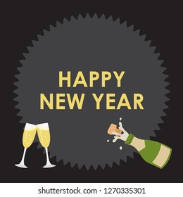 Happy new year with champagne vector
