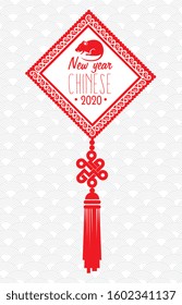 happy new year chinese 2020 with decoration vector illustration design
