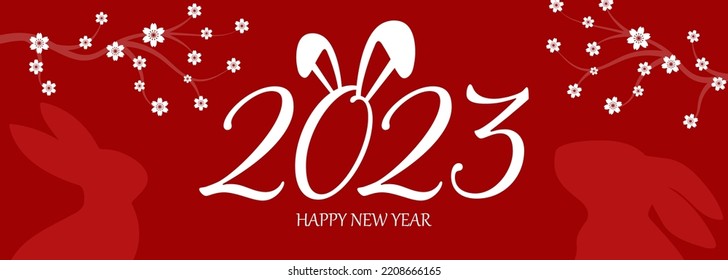 Happy New Year, Chinese New Year 2023. Year of the Rabbit. Vector illustration