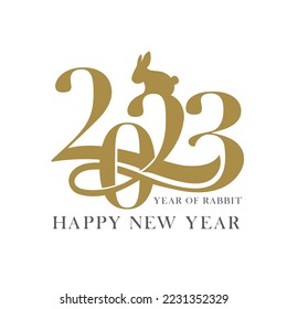 Happy new year and chinese new year 2023. year of the rabbit. Vector illustration.