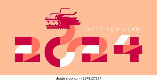 Happy new year, Chinese New Year 2024 , Year of the Dragon , peach color tone (Translate : Chinese New Year)