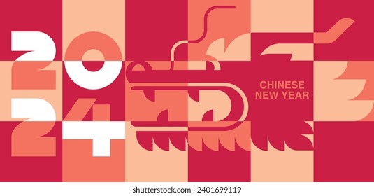 Happy new year, Chinese New Year 2024 , Year of the Dragon , peach color tone (Translate : Chinese New Year)