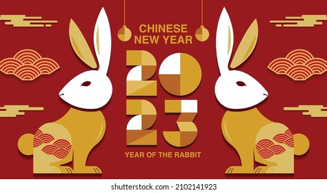 Happy new year, Chinese New Year, Lunar,  2023 , Year of the Rabbit , Chinese Traditional.