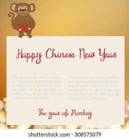 Happy New year. Chinese year of monkey, 2016. 