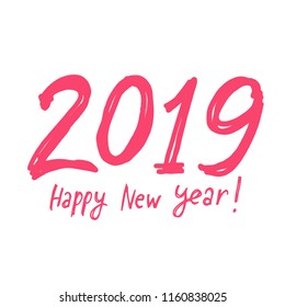 Happy New year. Chinese symbol of the 2019 year. Excellent festive gift card. Vector illustration on white background.