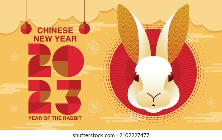 Happy new year, Chinese New Year,Lunar, 2023 , Year of the Rabbit , Chinese Traditional.